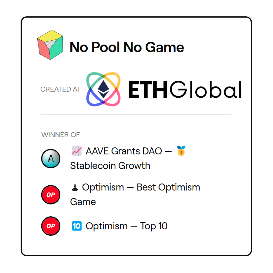 ETH Online 2022 winner with No Pool No Game